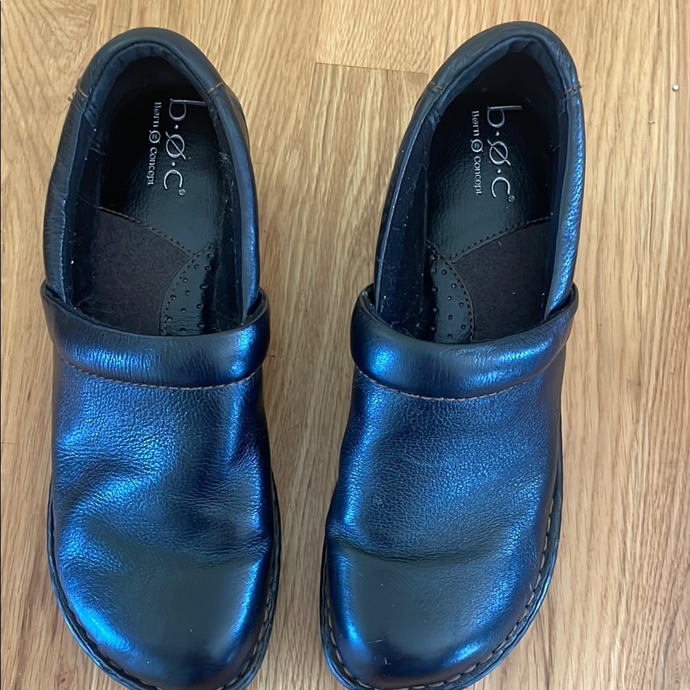 BØC Black Leather Slip-On Shoes